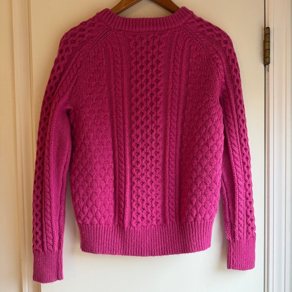J Crew Cable Knit Bobble Sweater Pink Crew Neck Long Sleeve Women's XS - Picture 6 of 8